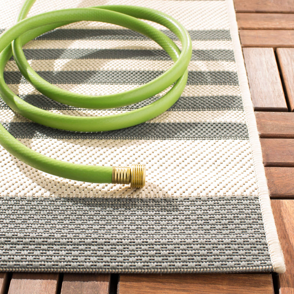 Safavieh Courtyard Collection Cy6062 Stripe Indoor/ Outdoor Non-Shedding Stain Resistant Patio Backyard Area Rug, 9' X 12', Grey