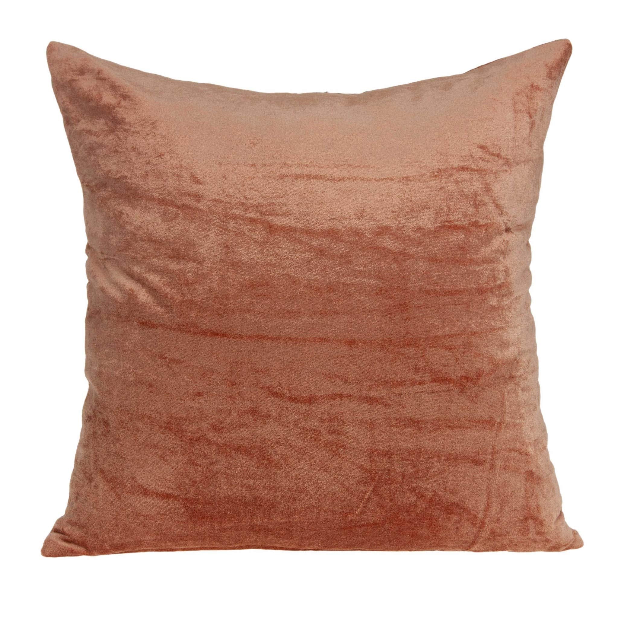 HomeRoots 50% Cotton, 50% Viscose Parkland Collection Sunstone Transitional Orange Solid Pillow Cover with Poly Insert