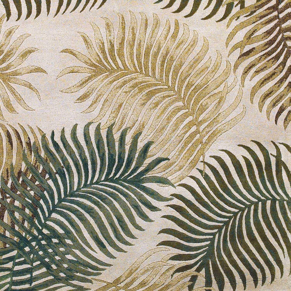 HomeRoots Wool 8'x11' Natural Beige Hand Tufted Tropical Leaves Indoor Area Rug