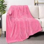 Pavilia Soft Fleece Hot Pink Throw Blanket For Couch, Lightweight Plush Warm Blankets For Bed, Fuzzy Cozy Flannel Blanket Throw