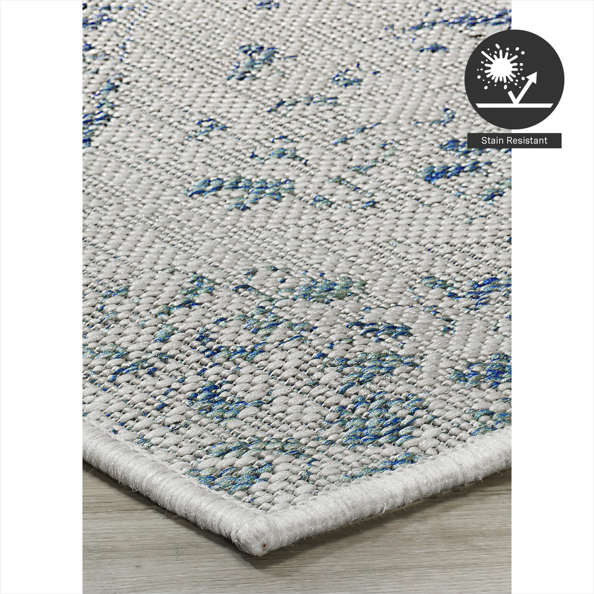 Fh Home Flat Woven Outdoor Rug - Waterproof, Easy To Clean, Stain Resistant - Premium Polypropylene Yarn - Distressed Farmhouse