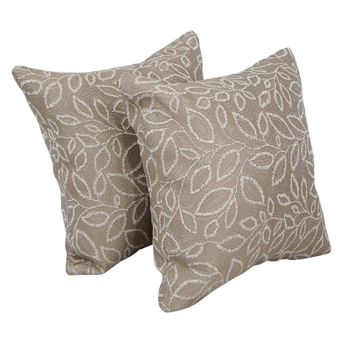 Blazing Needles Square Polyester Jacquard Throw Pillows, 17&quot;, Florian Camel 2 Count