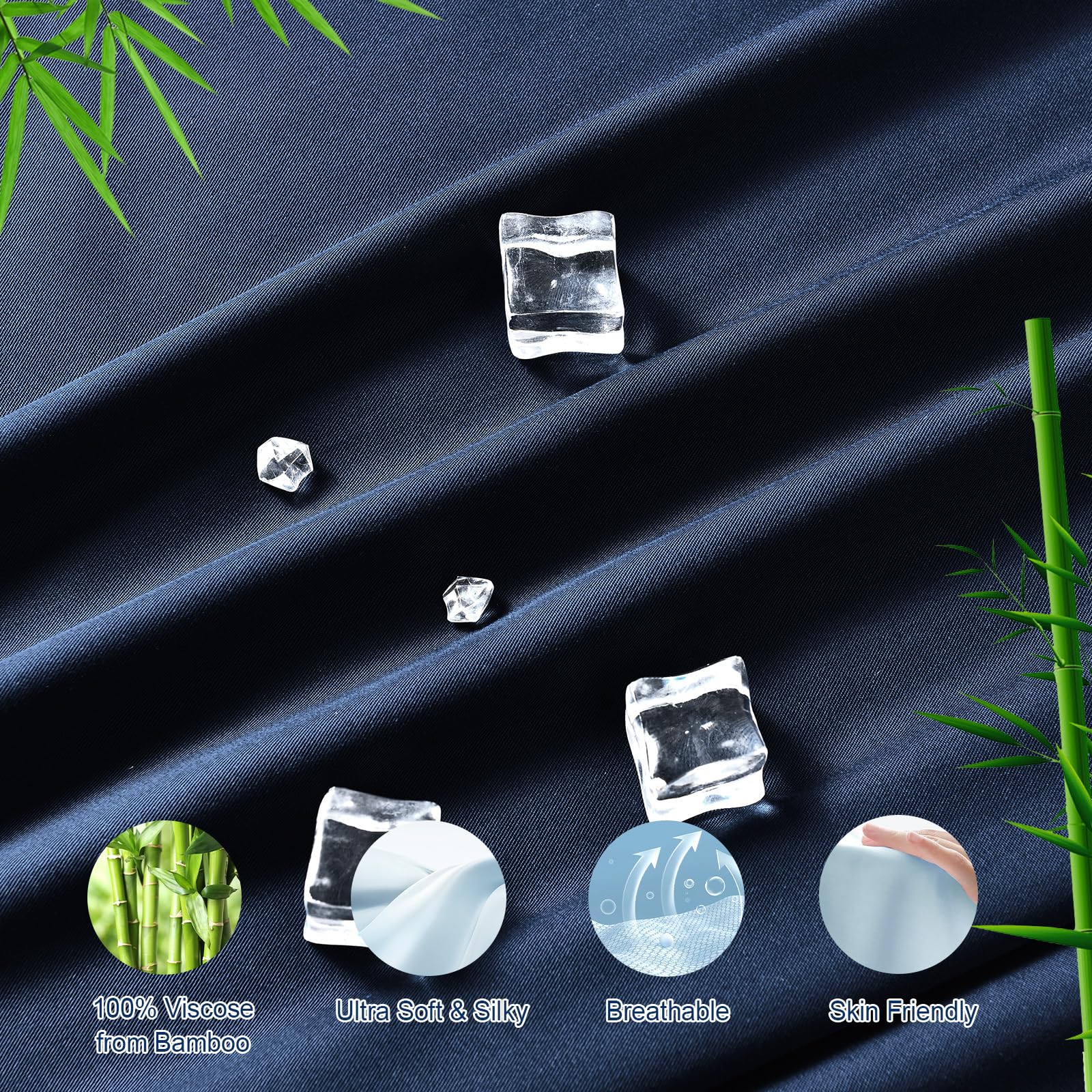 Phf 100% Rayon Derived From Bamboo Cooling Fitted Sheet Twin Size For Hot Sleeper, 16'' Deep Pocket,2.5Cm Wider Strong Elastic E