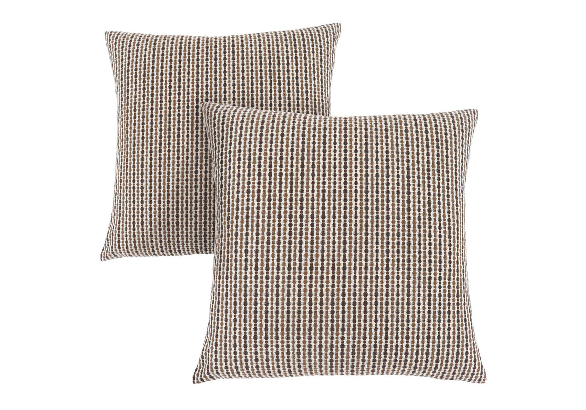 Monarch Specialties I 9239 Pillows, Set of 2, 18 X 18 Square, Insert Included, Decorative Throw, Accent, Sofa, Couch, Bedroom, Polyester, Hypoallergenic, Brown