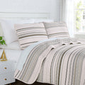 Southshore Fine Living, Inc. Oversized King Quilt Set, Striped Beige Bedspread King/California King, 3-Piece Coastal Bedding Set