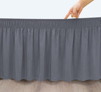 Biscaynebay Wrap Around Bed Skirts With Split Corners For Queen Beds 15' Drop, Dark Grey Elastic Dust Ruffles Easy Fit Wrinkle & Fade Resistant Silky Luxurious Fabric Solid Machine Washable