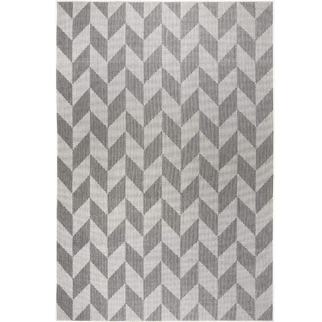 Nicole Miller New York Patio Country Calla Contemporary Herringbone Indoor/Outdoor Area Rug, Black/Grey, 3'11'X5'2'
