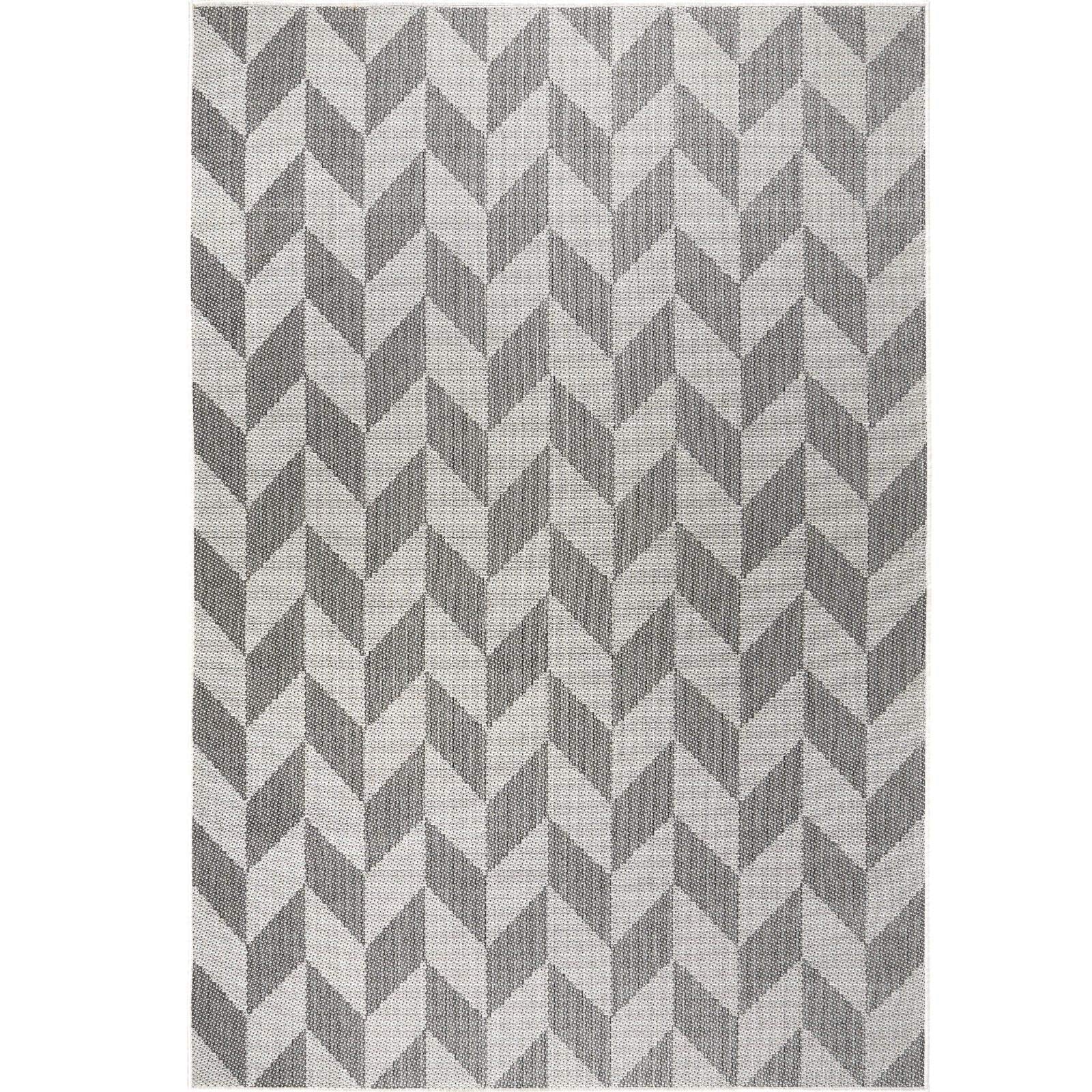 Nicole Miller New York Patio Country Calla Contemporary Herringbone Indoor/Outdoor Area Rug, Black/Grey, 3'11'X5'2'