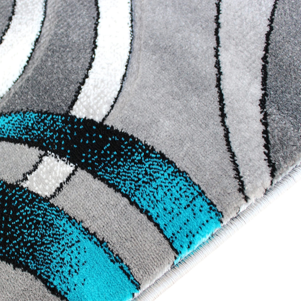 Flash Furniture Masie Collection Olefin Area Rug - Turquoise Swirl - 5' X 7' - Jute Backing - Entryway, Living Room, Bedroom