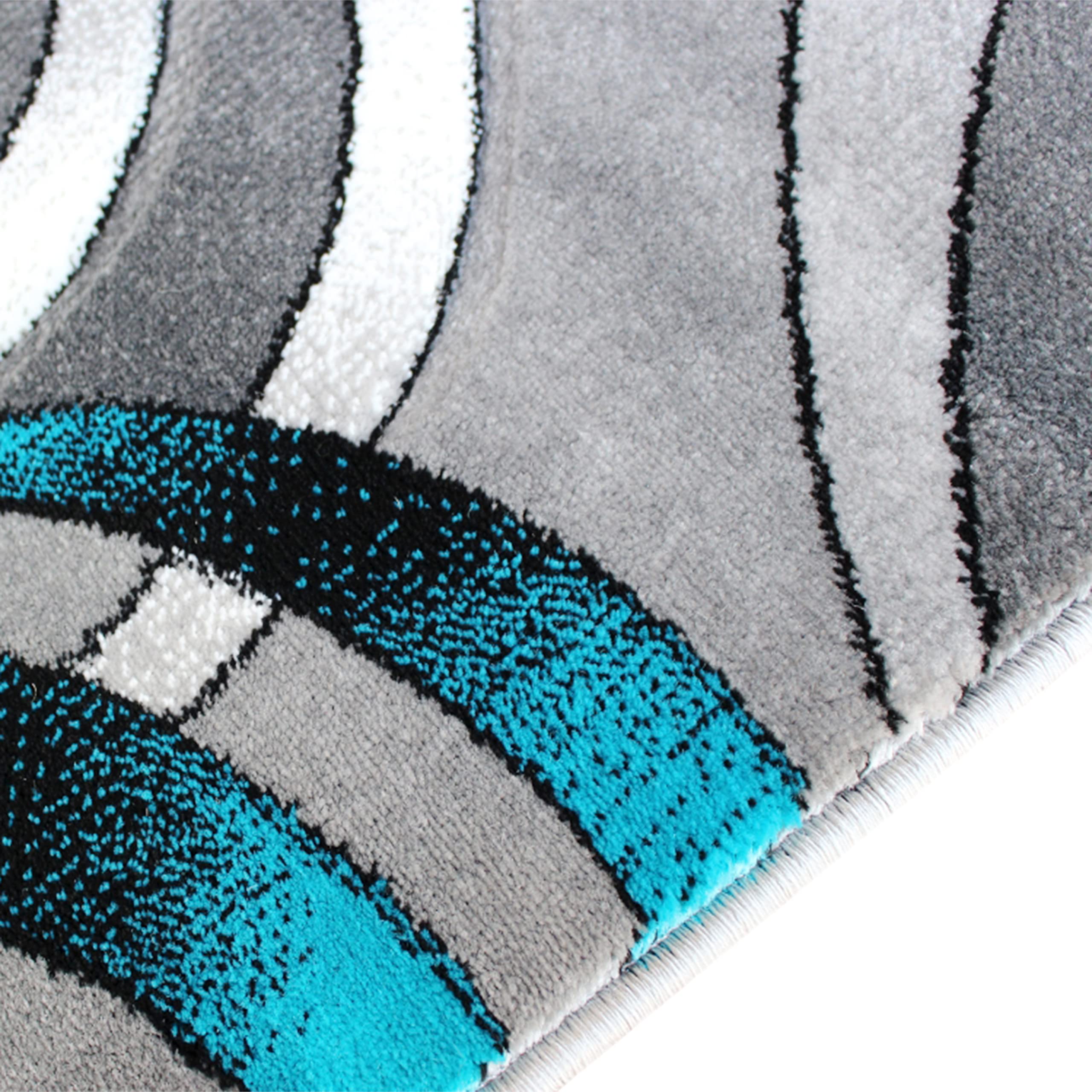 Flash Furniture Masie Collection Olefin Area Rug - Turquoise Swirl - 5' X 7' - Jute Backing - Entryway, Living Room, Bedroom