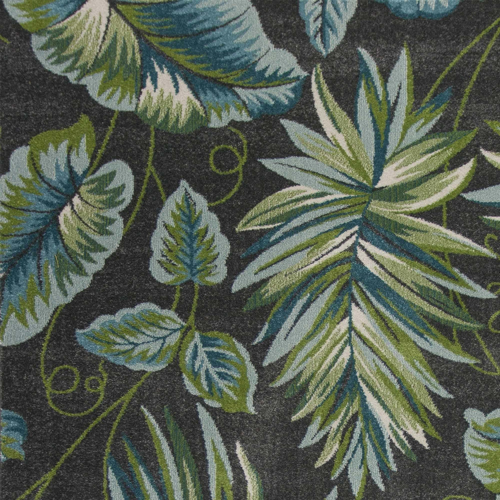 HomeRoots 3'X5' Grey Floral Polypropylene Rug