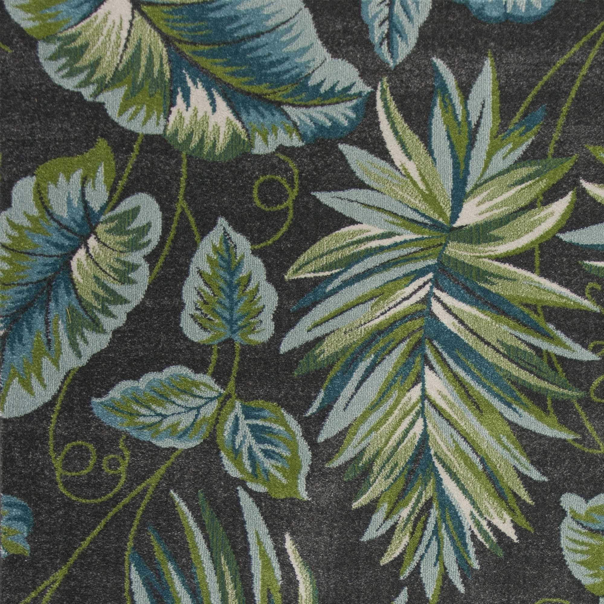 HomeRoots 3'X5' Grey Floral Polypropylene Rug