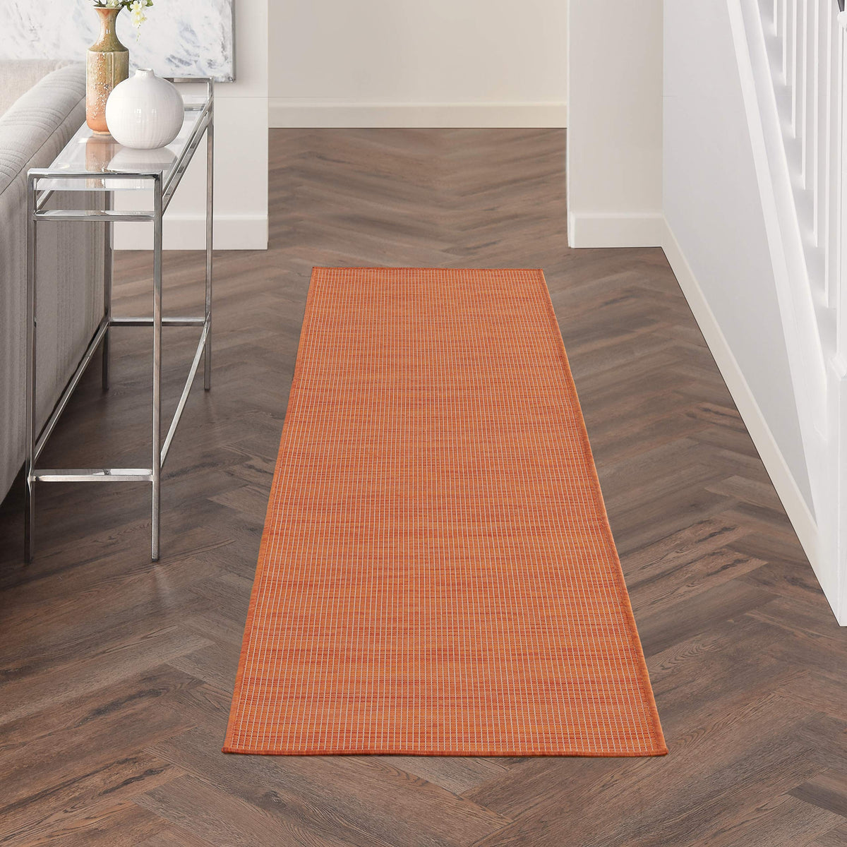 Nourison Positano Indoor/Outdoor Terracotta 2'2' X 8' Area Rug, Easy Cleaning, Non Shedding, Bed Room, Living Room, Dining Room
