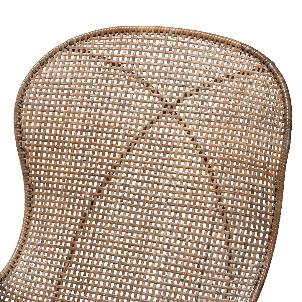 Baxton Studio Bali & pari Sabelle Japandi Greywashed Rattan and Black Metal 2-Piece Dining Chair Set