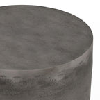 Simplihome Morris Metal Accent Table, 16.5-Inch, Antique Silver, Cast Aluminum, Round Drum Shape, Handcrafted, No Assembly Required, For Living Room