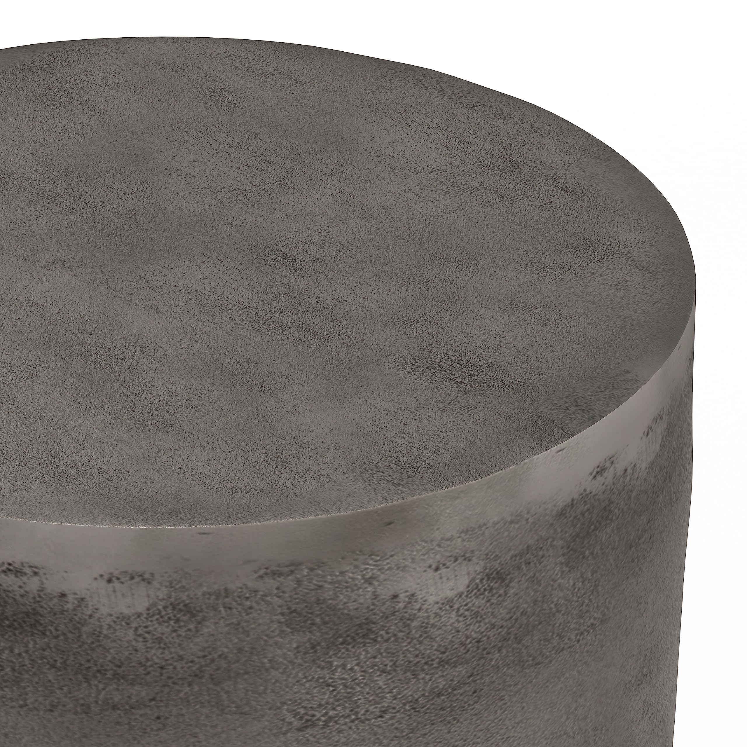 Simplihome Morris Metal Accent Table, 16.5-Inch, Antique Silver, Cast Aluminum, Round Drum Shape, Handcrafted, No Assembly Required, For Living Room