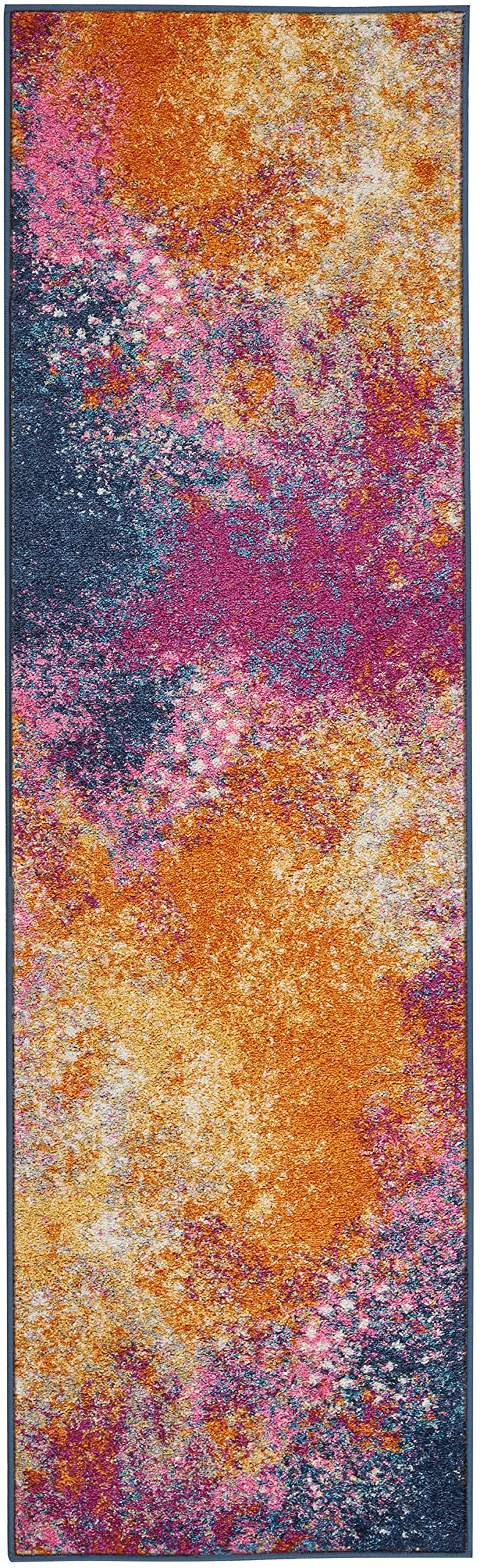 HomeRoots 100% Polypropylene 2’ x 8’ Abstract Brights Sunburst Runner Rug