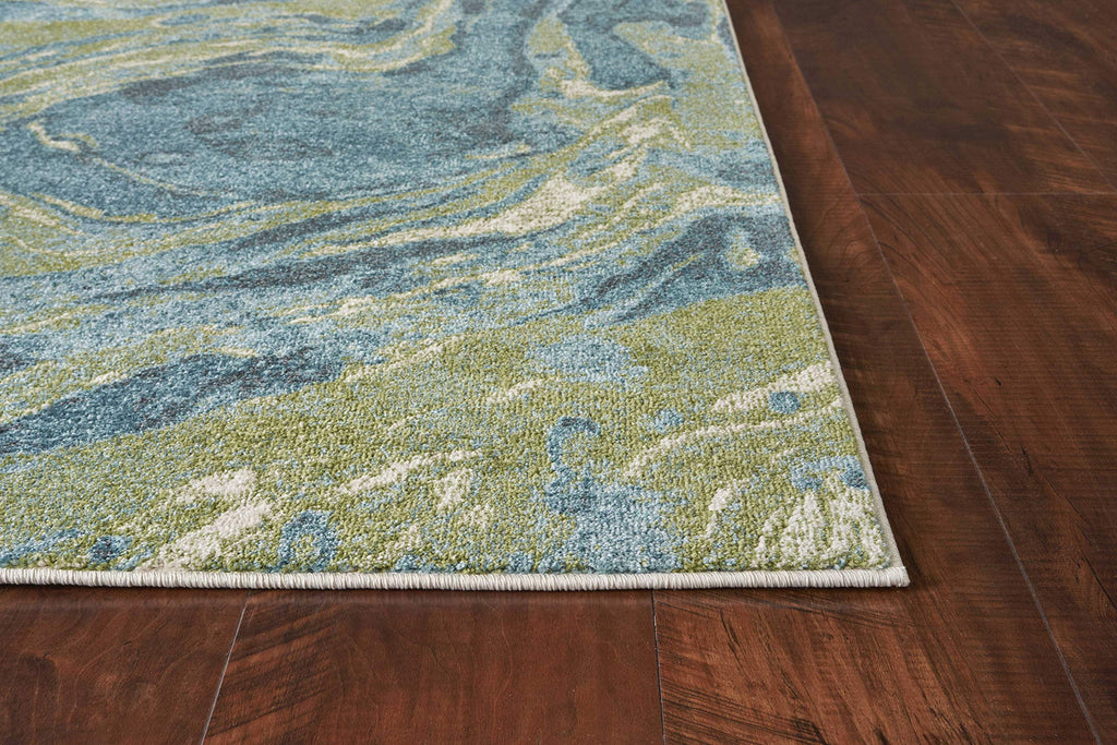 HomeRoots 3' X 5' Teal Abstract Waves Area Rug