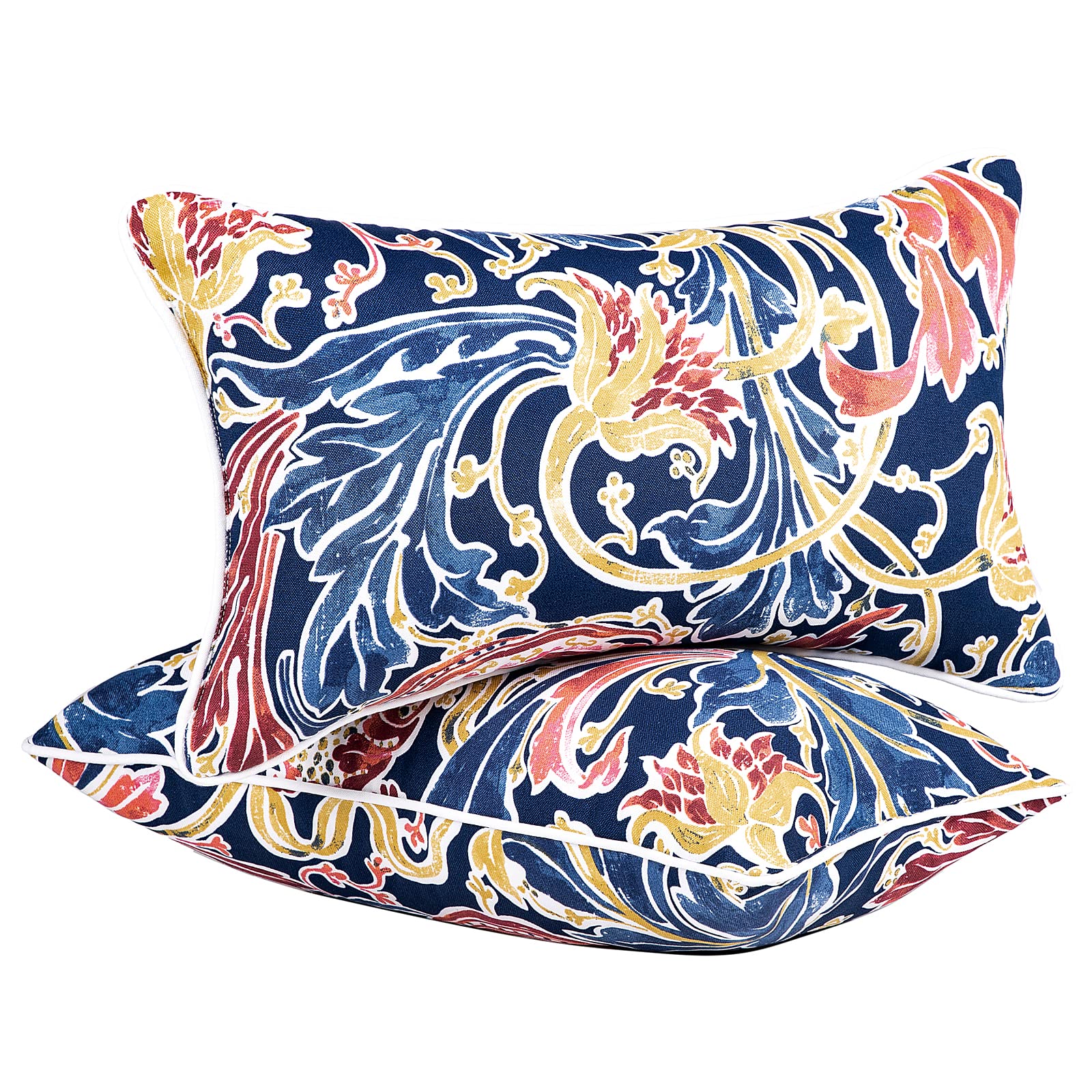 Jmgbird Outdoor Lumbar Pillows, Waterproof Throw Pillows With Insert, Pack Of 2, 12  20 Inch, Add A Pop Of Color To Your Outdoor