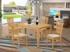East West Furniture CAVA5-OAK-C 5 Piece Dining Set Includes a Rectangle Solid Wood Table and 4 Linen Fabric Kitchen Room Chairs, 36x60 Inch, Oak