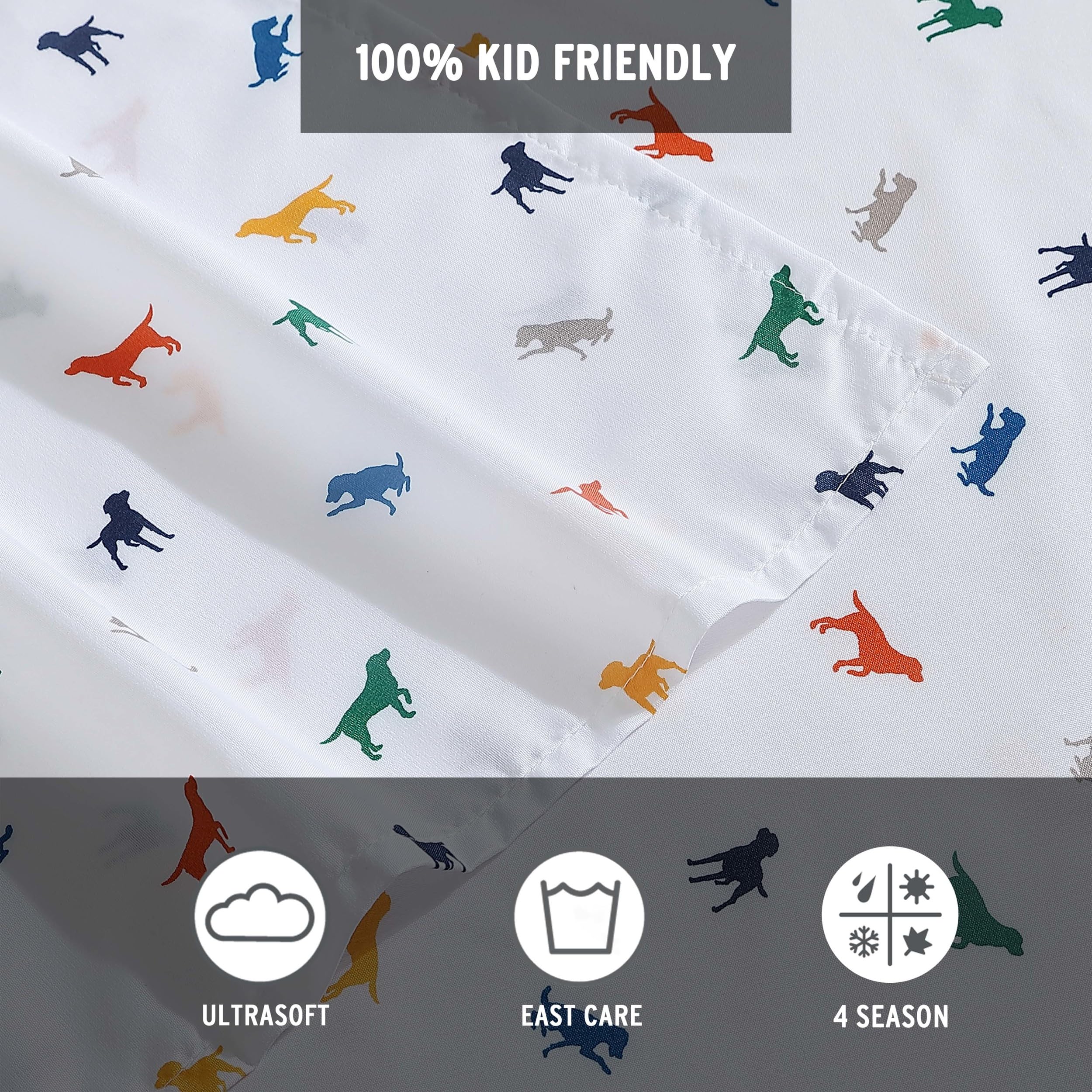 Eddie Bauer Kids - Twin Sheets, Stain Resistant Kids Bedding, Ideal For Toddler Bedding Set (Buddy The Dog White, Twin)