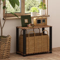 Turn-N-Tube 2-Tier Wood Slat Multipurpose Shelf Display Rack with Square Poles
