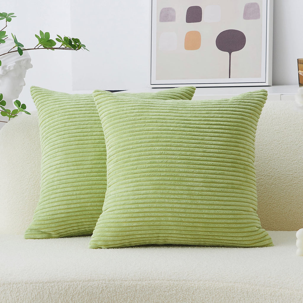 Home Brilliant Throw Pillow Covers 18X18 Set Of 2 Super Soft Corduroy Striped Pillow Covers Summer Decor Cushion Covers For Couc