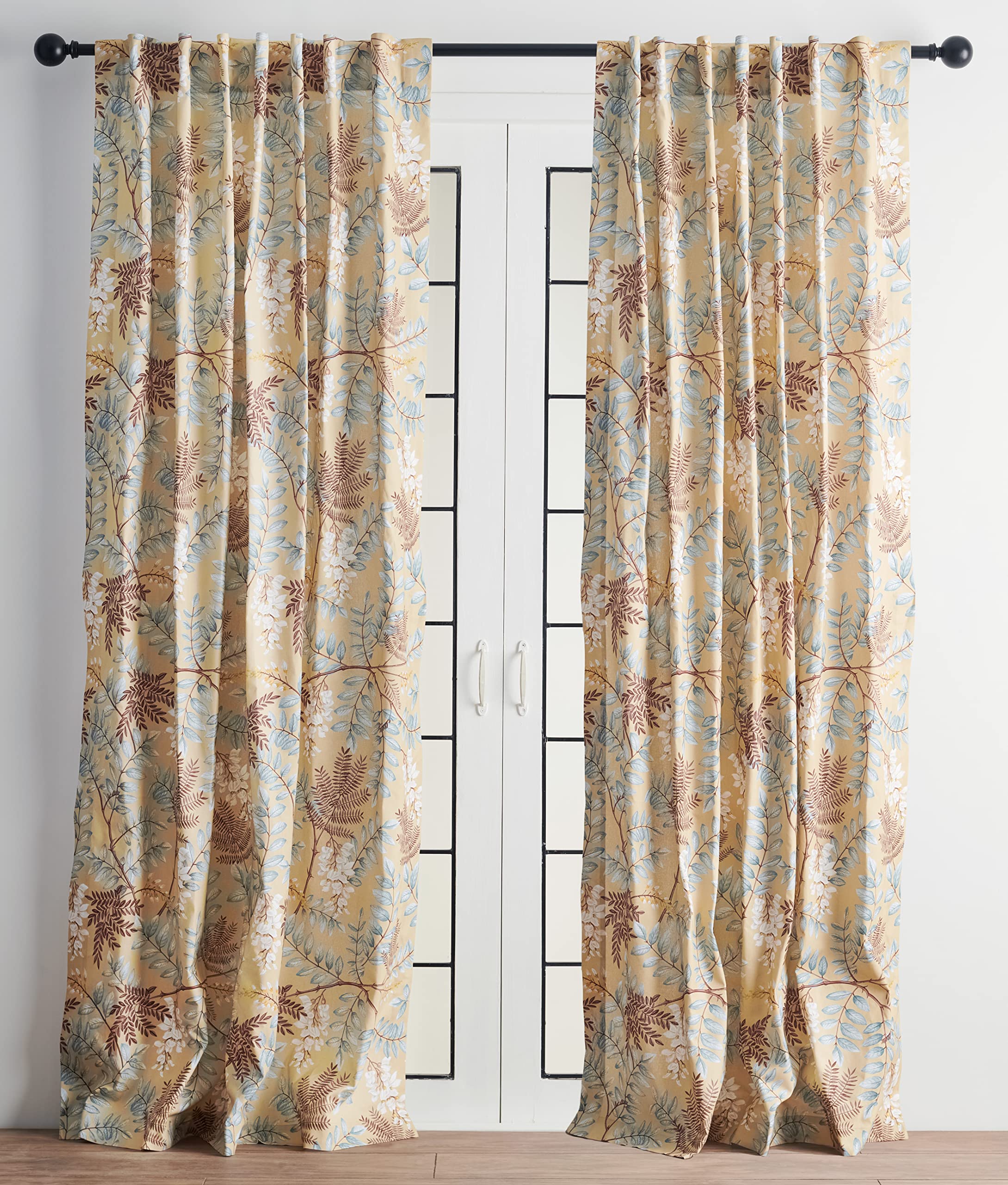 Maison D' Hermine 100% Cotton Curtain Feuillage Light Ecru Two Panel Curtains For Living Rooms Bedrooms Offices Tailored With A