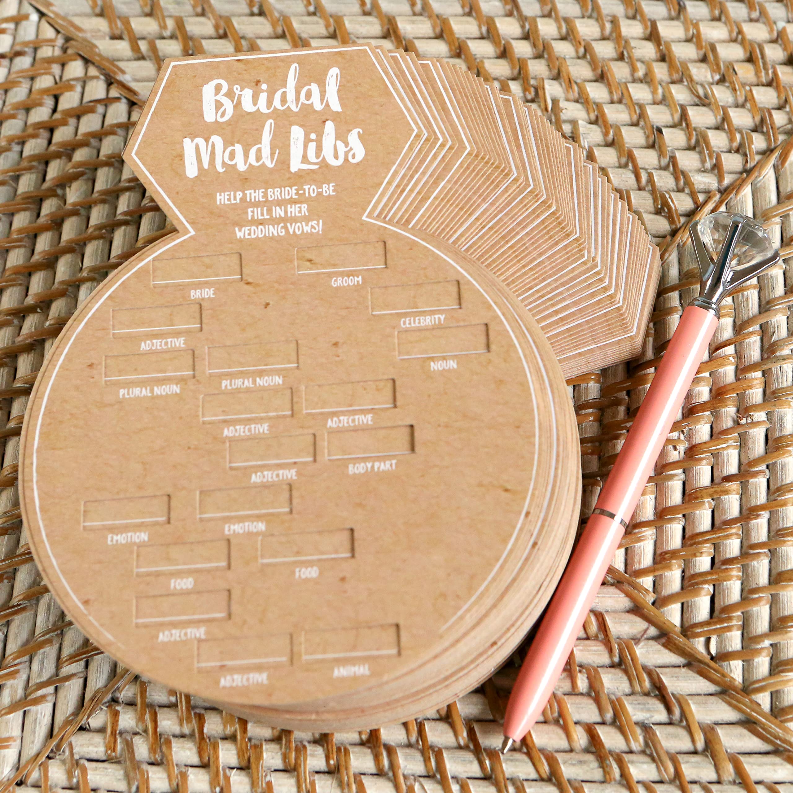 Kate Aspen 28441Na Bridal Shower Games, Ring Shaped Mad Libs Cards (Set Of 50) Wedding Shower Game, Engagement Party, Bacheloret