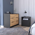 DEPOT E-SHOP Bangor 2 Piece Bedroom Set, Drawer Dresser and Nightstand, Black/Pine