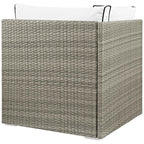 Modway Repose Wicker Rattan Outdoor Patio Corner Sectional Sofa Chair With Cushions In Light Gray White