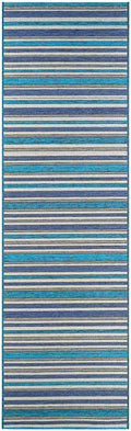 Couristan Cape Brockton Indoor/Outdoor Area Rug, 23 x 710 Runner, Cobalt Blue-Teal