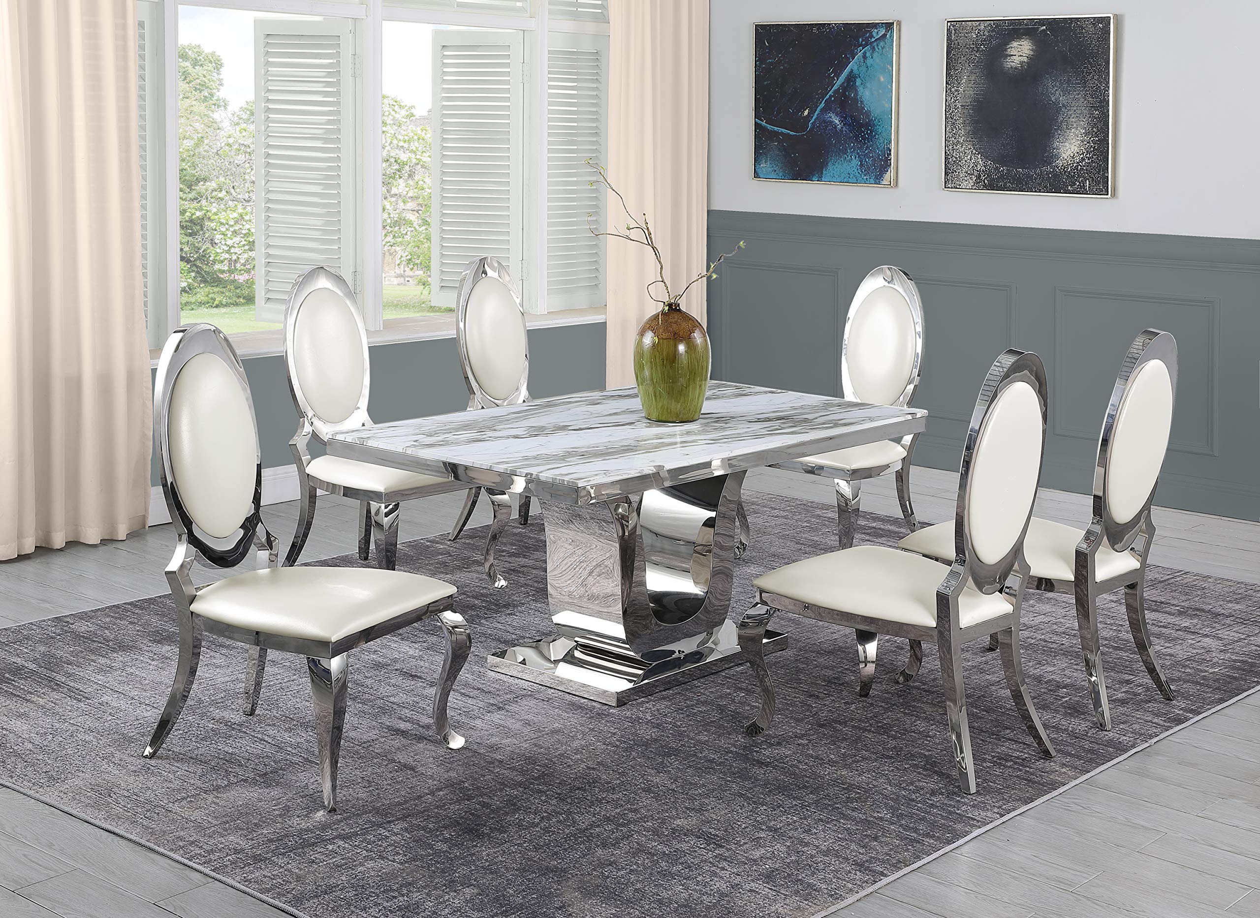 Furniture D14-6Sc183 Dining Set, White