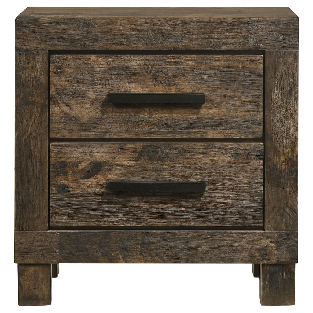 Coaster Home Furnishings Woodmont Farmhouse Engineered Wood 2-Drawer Bedroom Nightstand Bedside Table Organizer Unit Rustic Golden Brown 222632