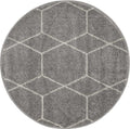 Unique Loom Trellis Frieze Collection Area Rug - Geometric (3 Round, Light Gray/ Ivory)