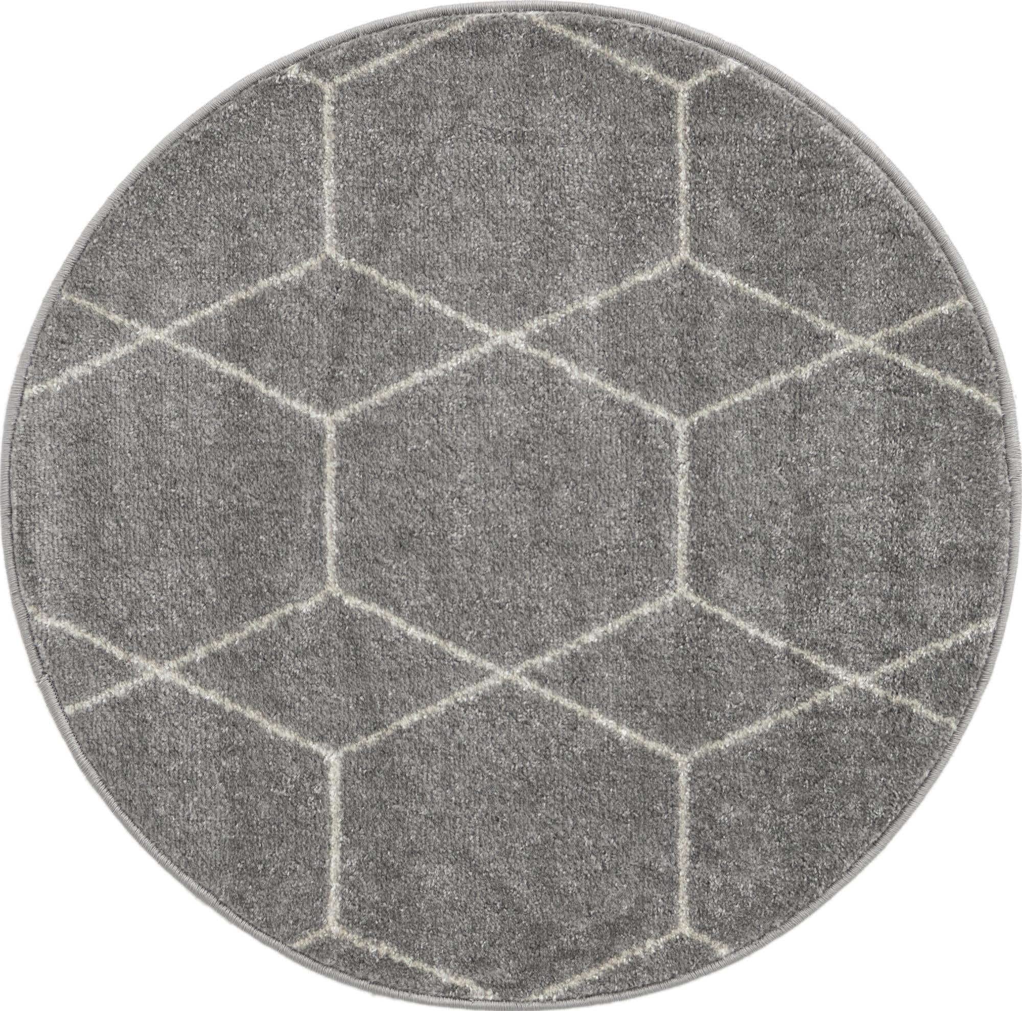 Unique Loom Trellis Frieze Collection Area Rug - Geometric (3 Round, Light Gray/ Ivory)