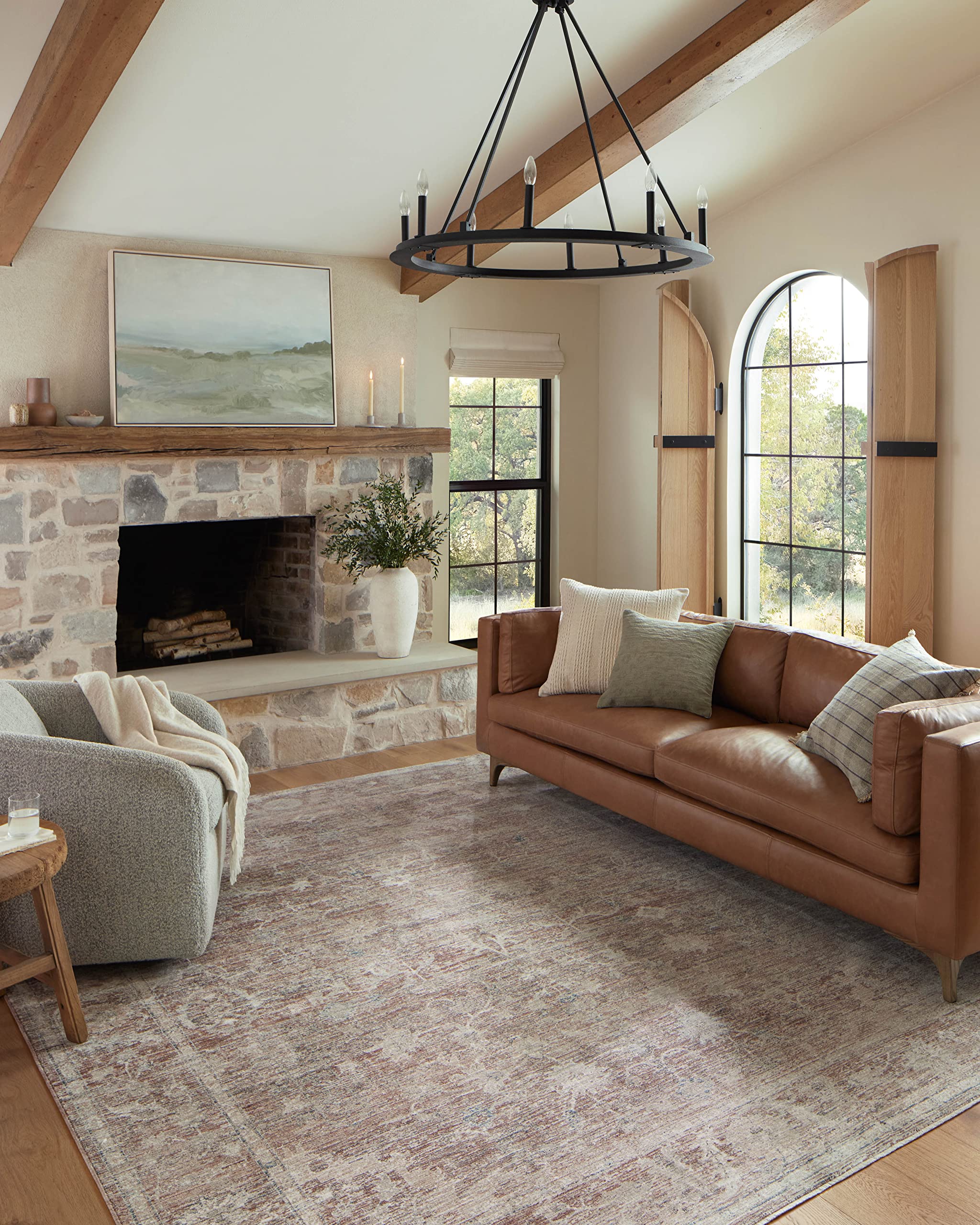 Loloi Magnolia Home by Joanna Gaines x Millie Brick/Fog 5-3 x 5-3 Round Area Rug