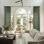 Panelsburg Linen Curtains 96 Inch 2 Panels Set For Living Room,Boho Olive Green Sheer Window Curtains 96 Inches Long For Bedroom