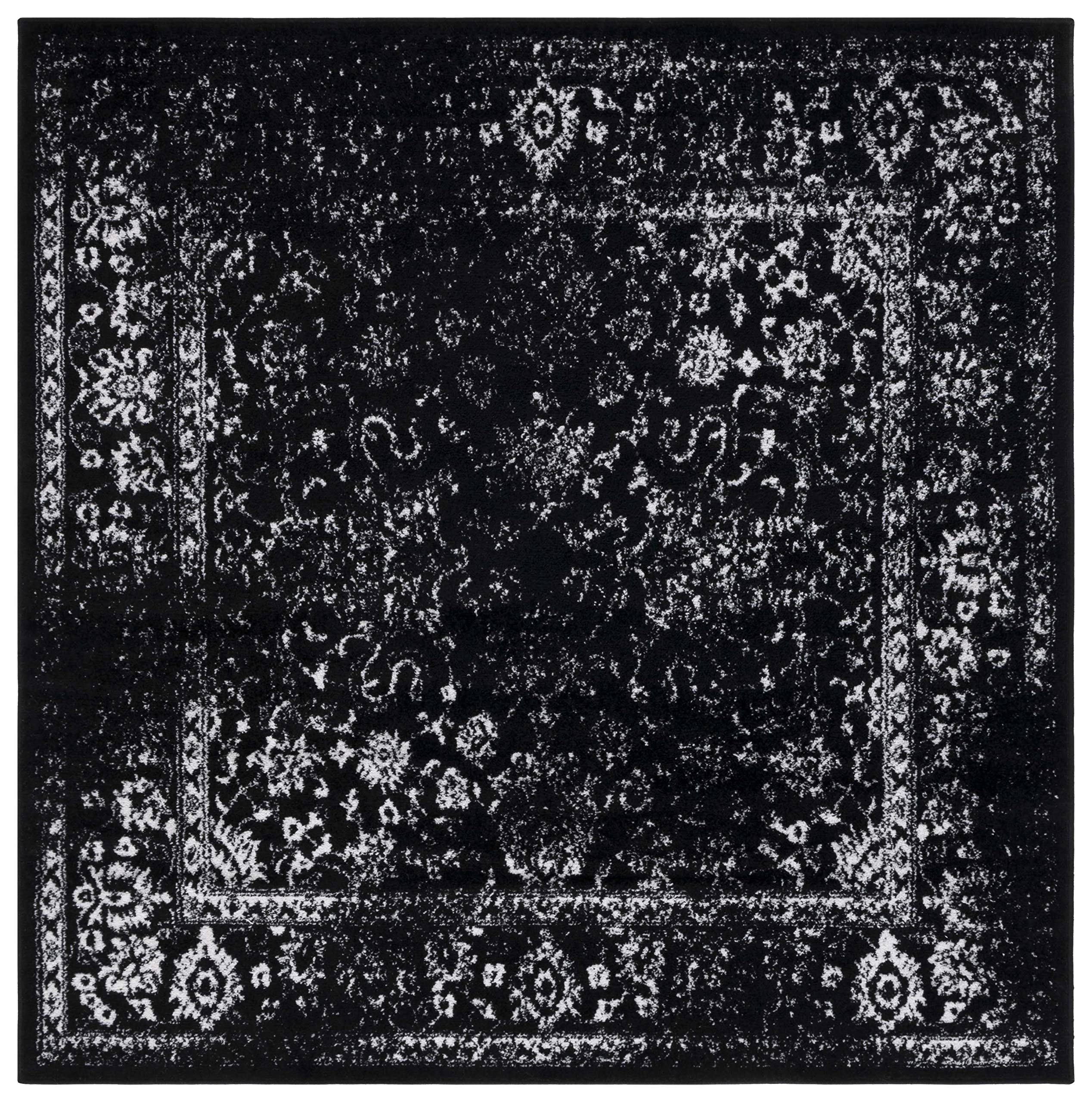 SAFAVIEH Adirondack Collection Area Rug - 4 Square, Black & Ivory, Oriental Distressed Design, Non-Shedding & Easy Care, Ideal 