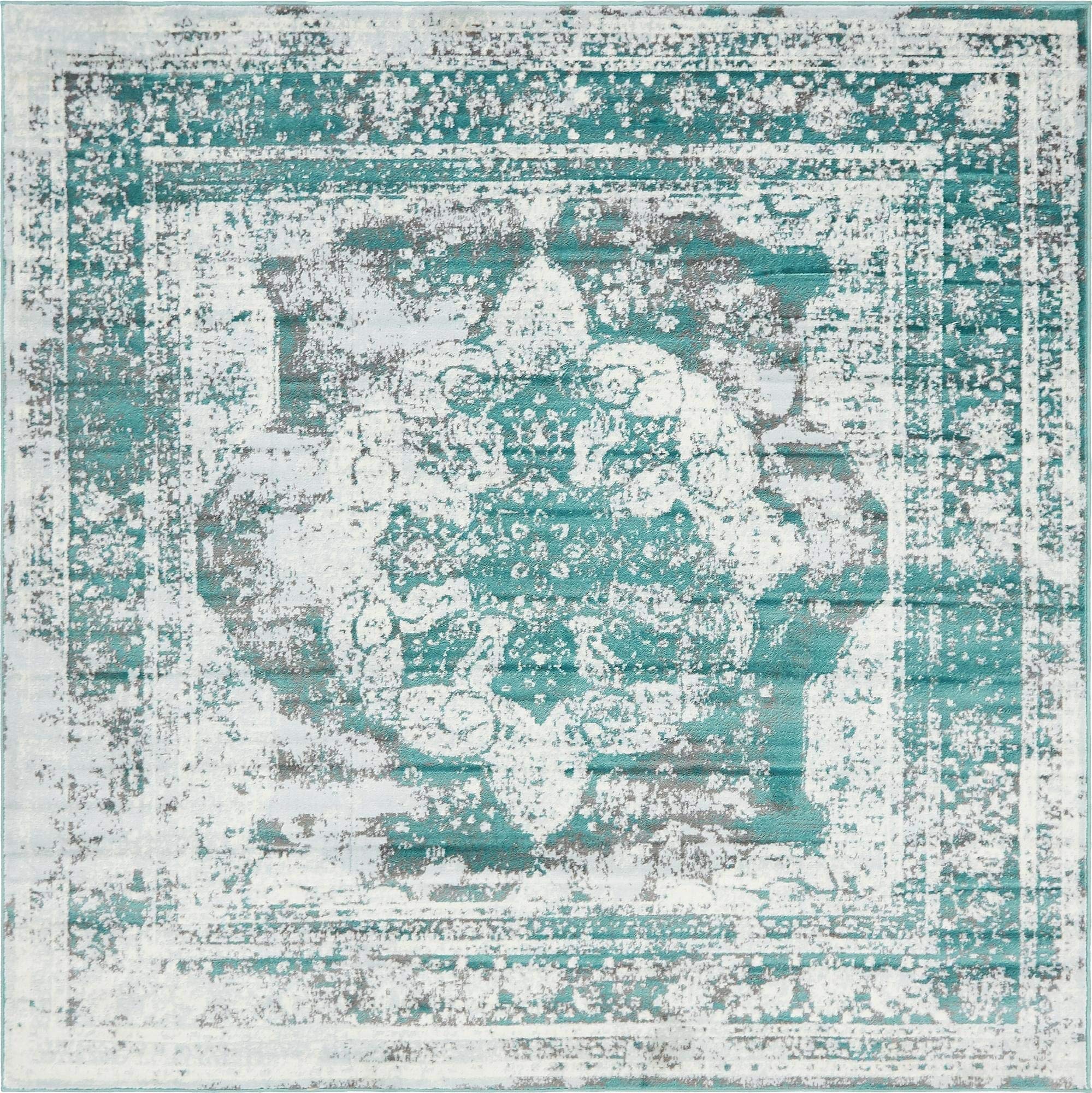 Unique Loom Sofia Collection Area Rug - Salle Garnier (8 Square, Turquoise/ Blue)
