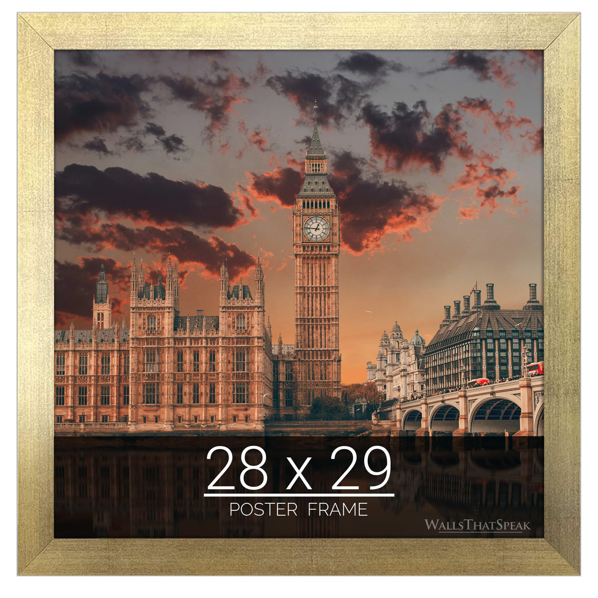 wallsthatspeak 28x29 Gold Picture Frame for Puzzles Posters Photos or Artwork
