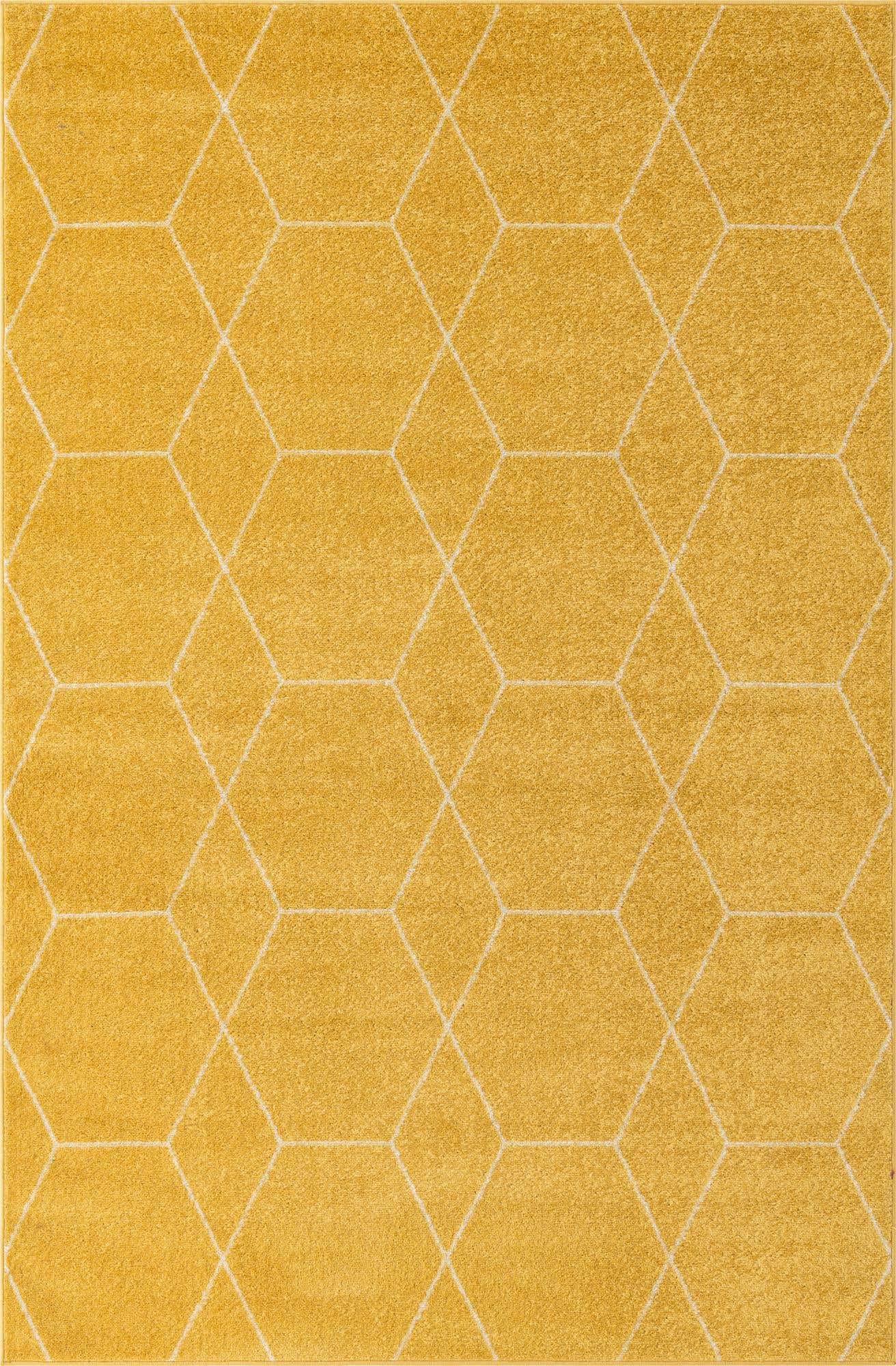 Unique Loom Trellis Frieze Collection Area Rug - Geometric (6 1 x 9 Rectangle Yellow/Ivory)