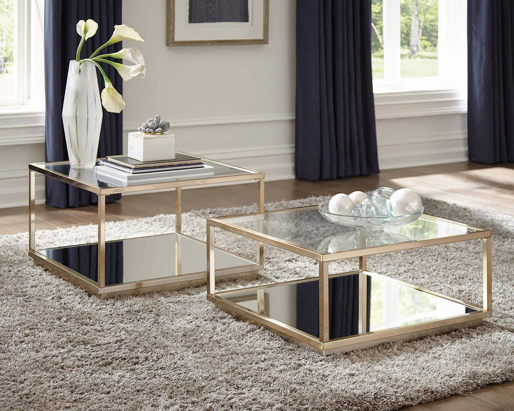 Coaster Home Furnishings 2-Piece Square Occasional Set Rose Brass