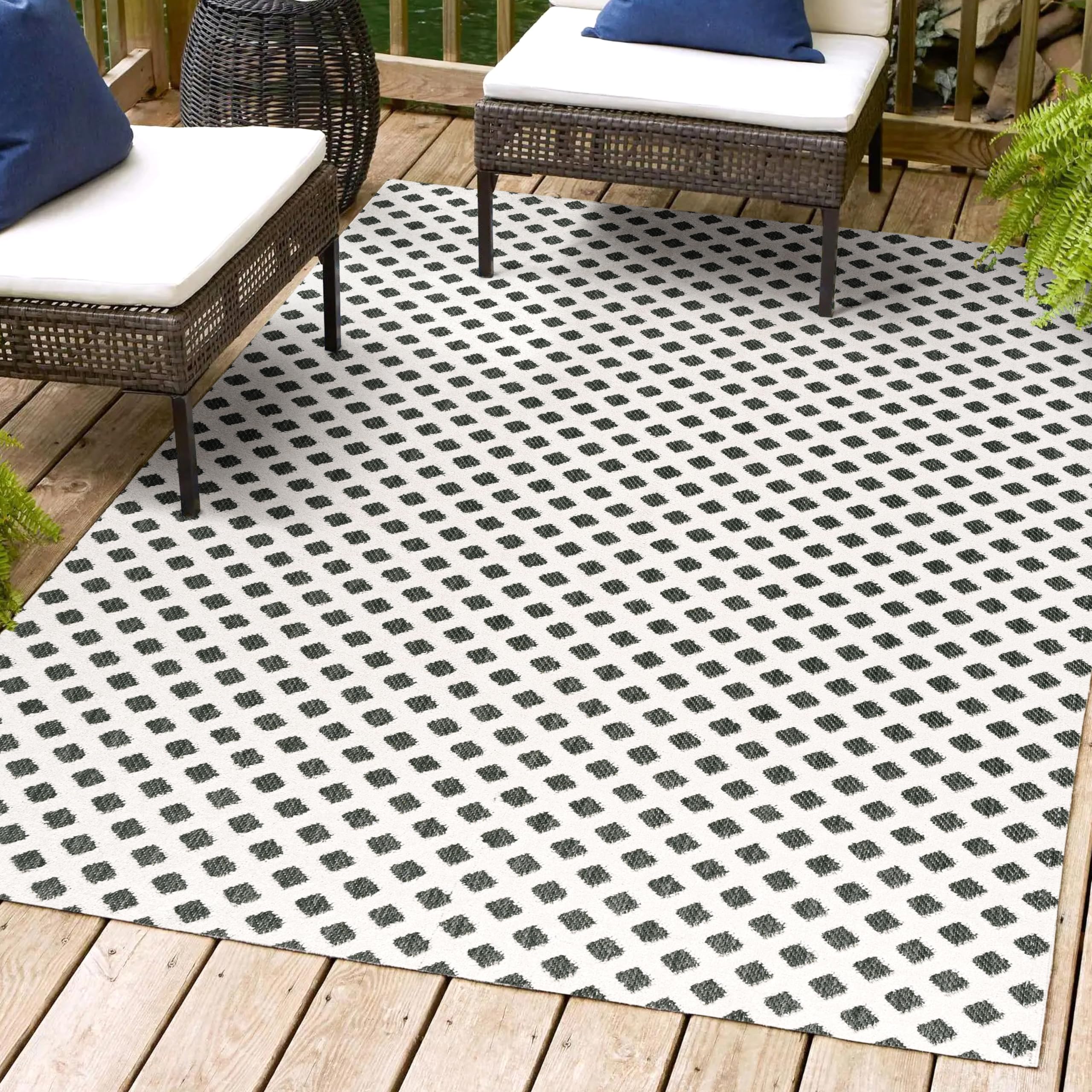 JONATHAN Y SBH101B-4 Rabat High-Low Pile Mini-Diamond Trellis Indoor Outdoor Area-Rug Bohemian Easy-Cleaning High Traffic Bedroo