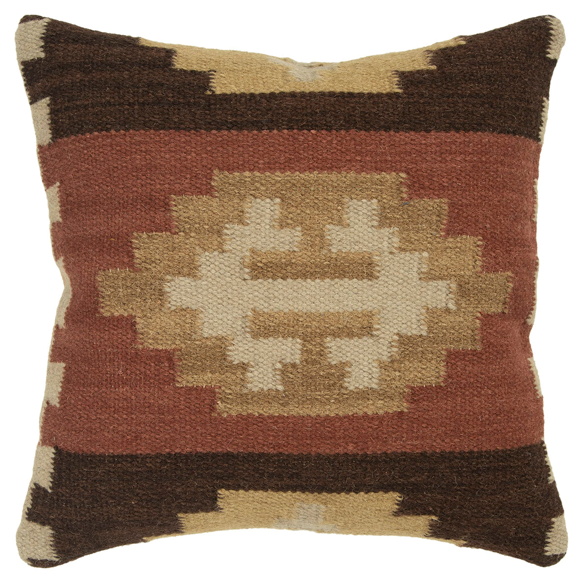 Rizzy Home T05986 Decorative Poly Filled Throw Pillow 18&quot; x 18&quot; Beige/Rust