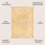 Jonathan Y Smb104G-4 Malta Bohemian Medallion Textured Weave Indoor Outdoor Area-Rug, Coastal Traditional Transitional Easy-Cleaning,Bedroom,Kitchen,Backyard,Patio,Non Shedding, 4 X 6, Yellow/Cream