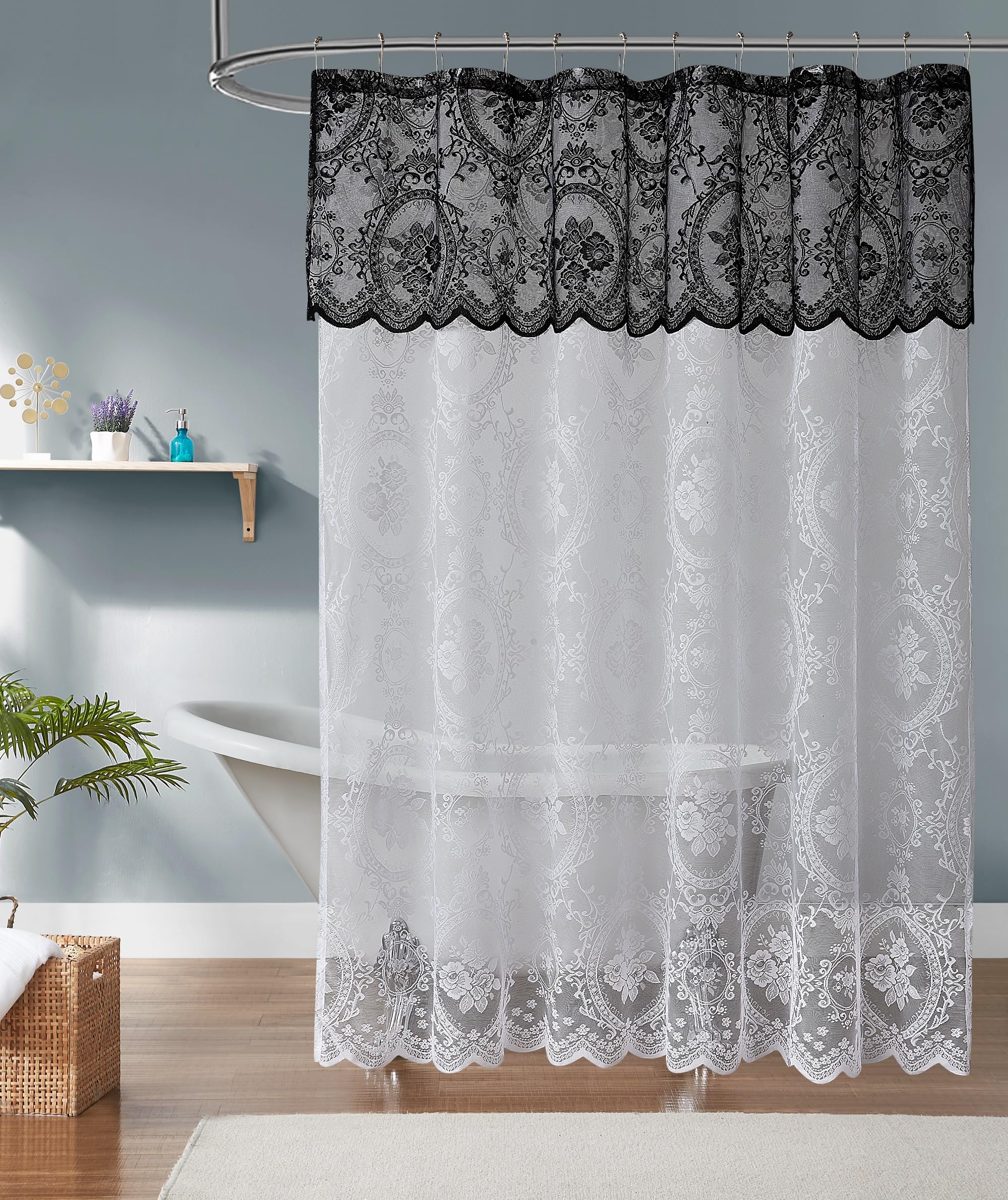 Noir Gothic Decor Gothic Shower Curtain With Black Valance. 84 Inch Shower Curtain Perfect For Goth Bathroom Decor. Goth Shower