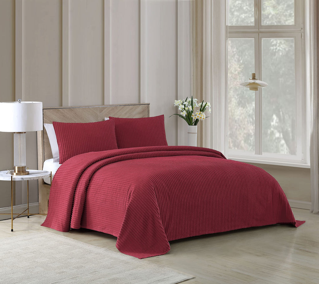 Beatrice Home Fashions Channel Chenille, Standard Sham, Burgundy