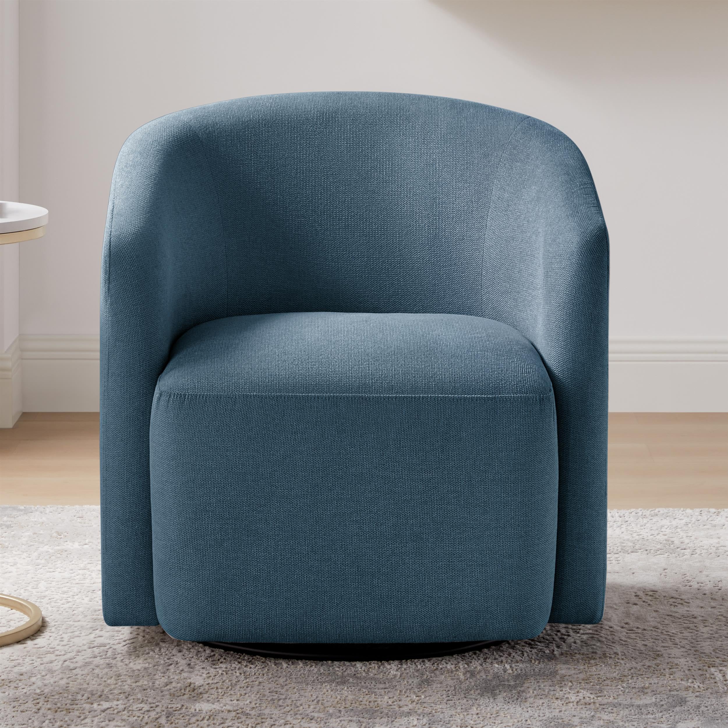 Comfort Pointe Amhurst Blue Fabric Swivel Barrel Accent Chair