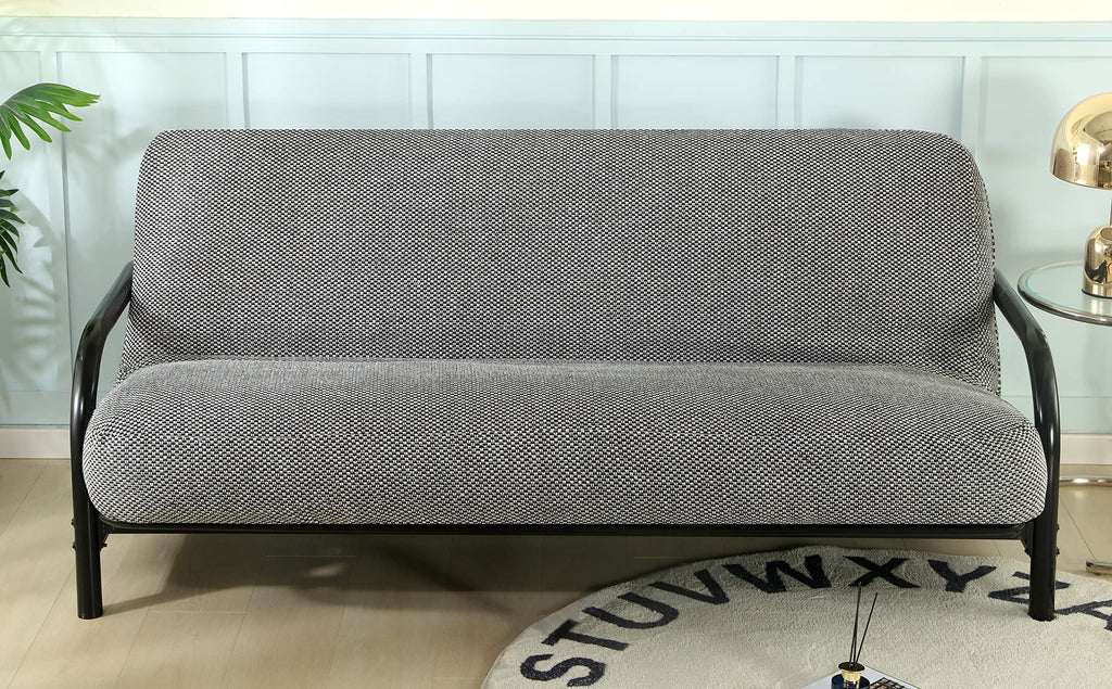 Octorose Full Size 3 Side Zipper Premium Upholstery Basketweave Thick Linen Grey/Black/Beige Mixed Futon Cover Slipcover Sofa Da